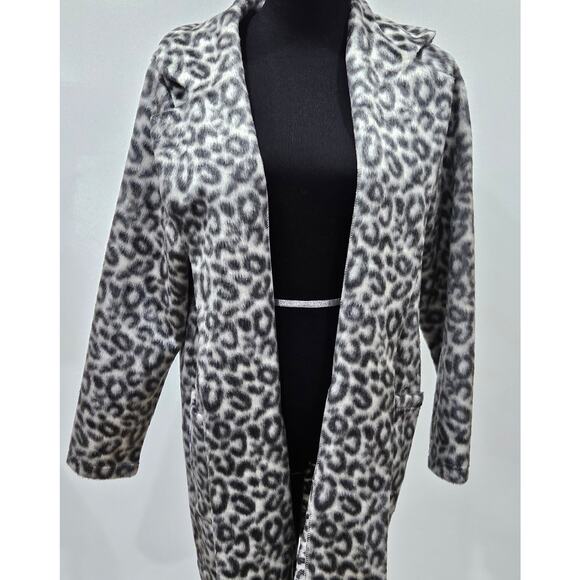 A New Day Womens Faux Raw Hide Cheetah Long Open Cardigan XLarge Glam Hipster - Picture 1 of 10